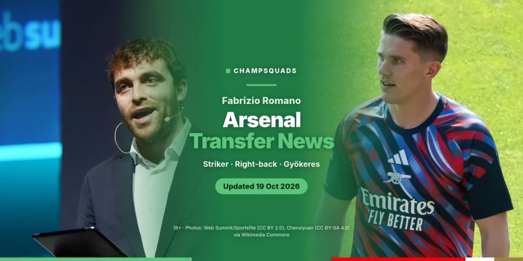 Fabrizio Romano Arsenal transfer news, updated 19 October 2026, with Fabrizio Romano and Viktor Gyökeres