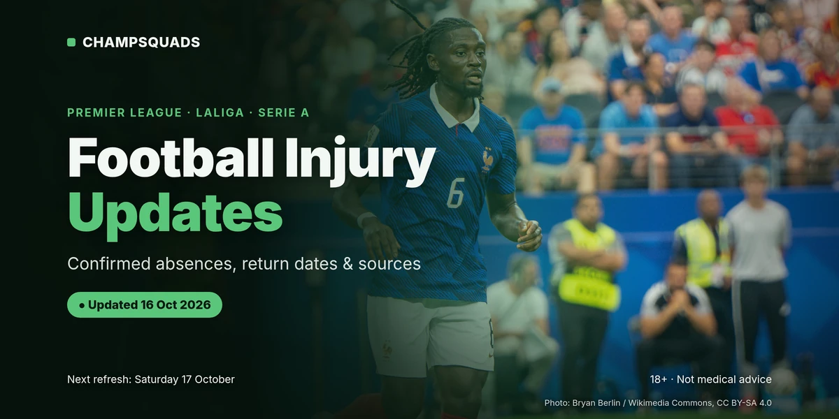 Manu Koné, football injury updates 16 October 2026