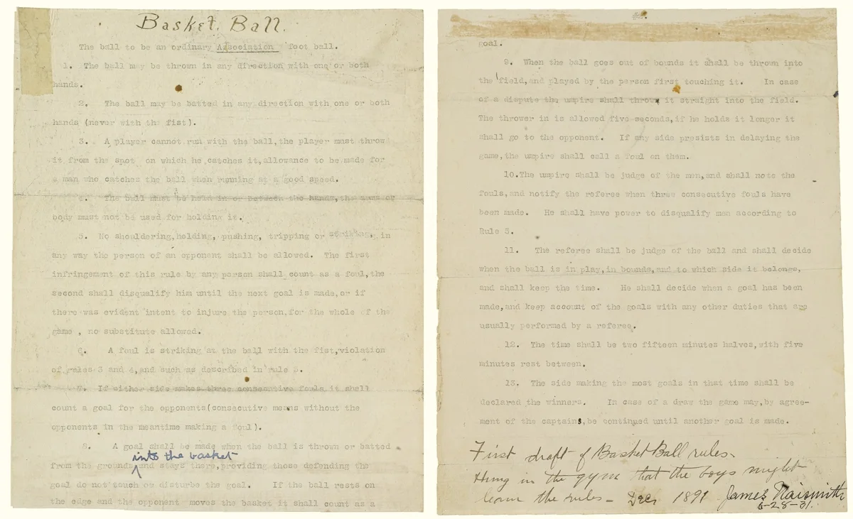 James Naismith original typed rules of basketball