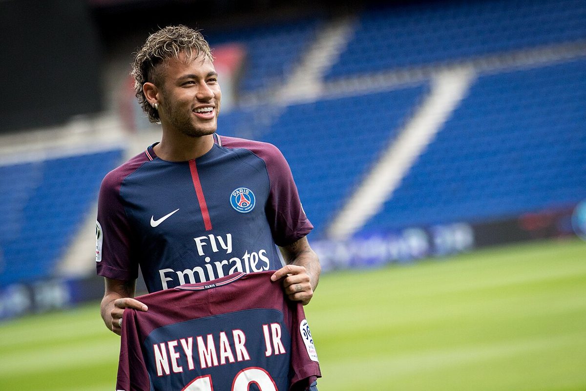 Neymar at his PSG presentation, 2017