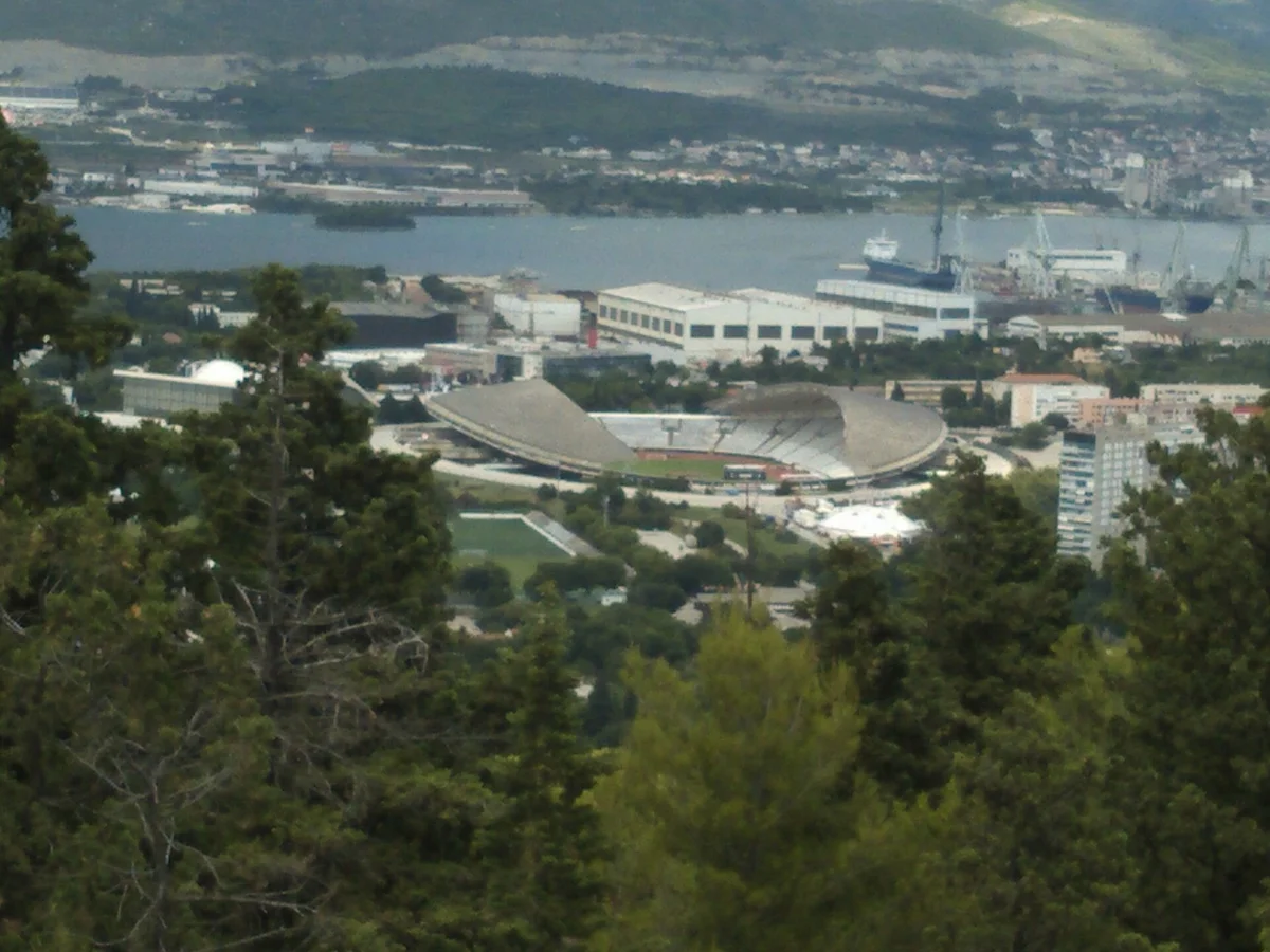 Stadion Poljud in Split, home of Hajduk Split, seen from Marjan hill